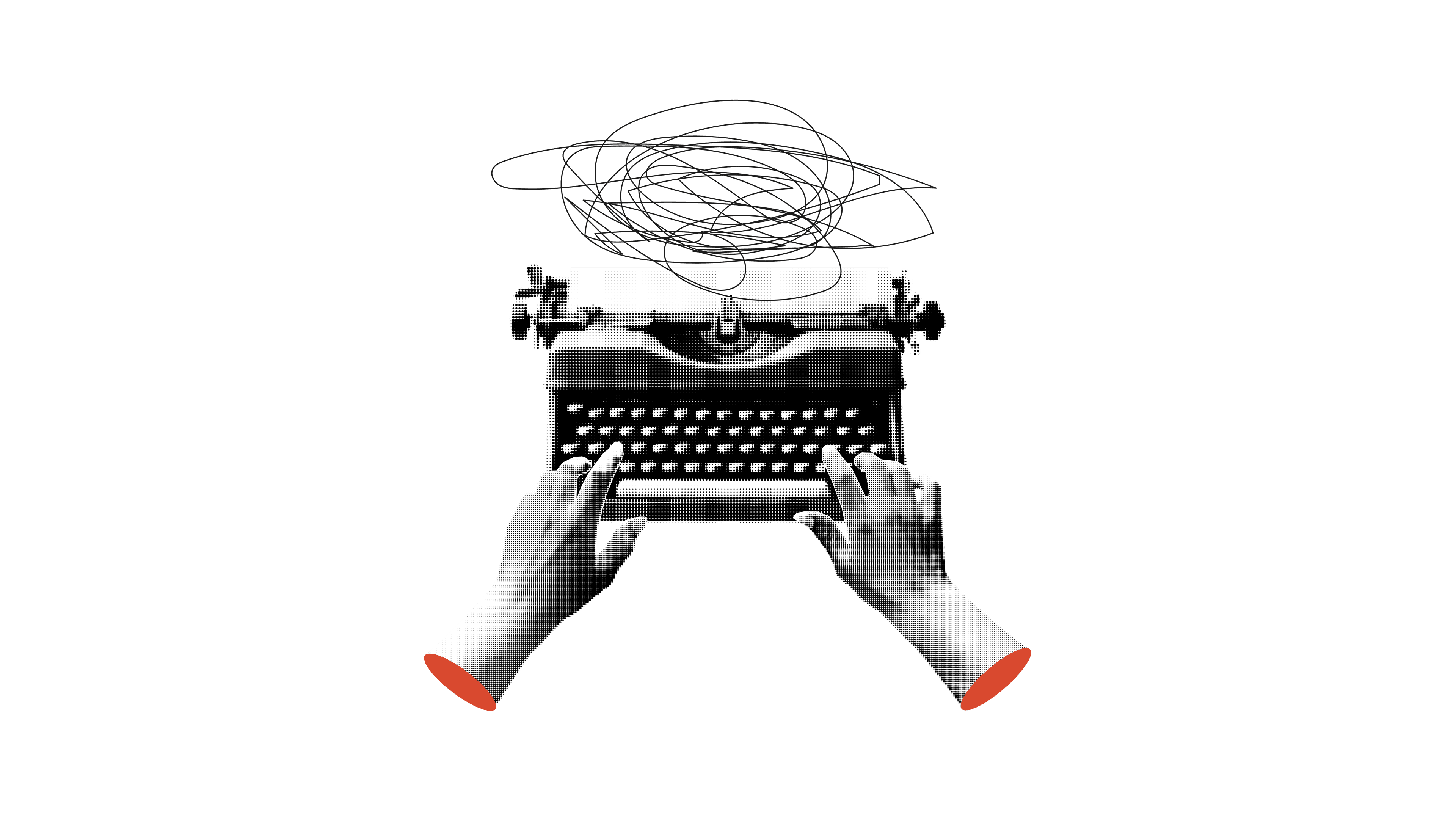 Hands typing on a typewriter, representing interactive simulation experience